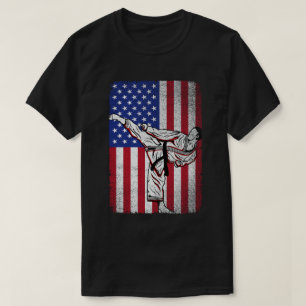 Karate Martial Arts USA American Flagga Women T Shirt
