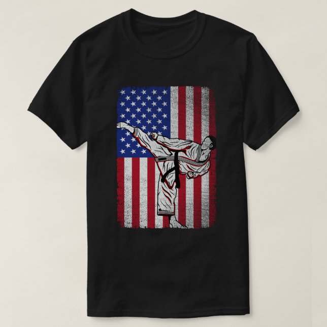 Karate Martial Arts USA American Flagga Women T Shirt (Design framsida)