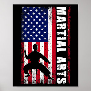 Karate Martial Arts USA amerikanska Flagga Patriot Poster