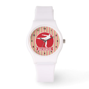 Karate, martialkonst; Red, Grönt, Orange Rand Armbandsur