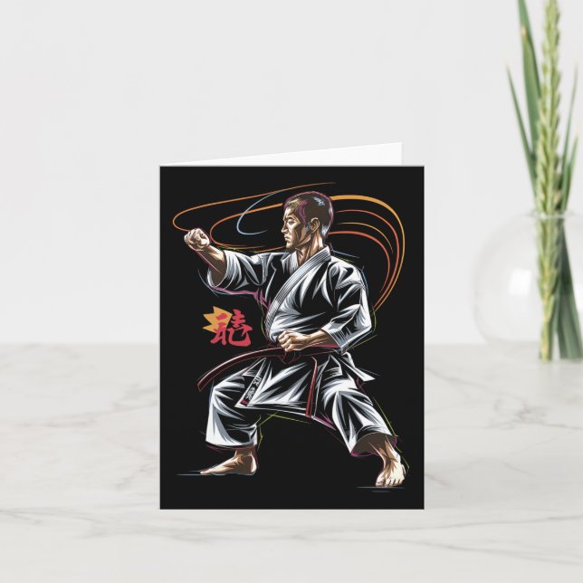 Karate Master in Action for Martial Arts Fläkt Kort (Framsida)