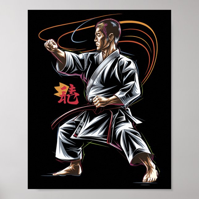 Karate Master in Action for Martial Arts Fläkt Poster (Framsidan)