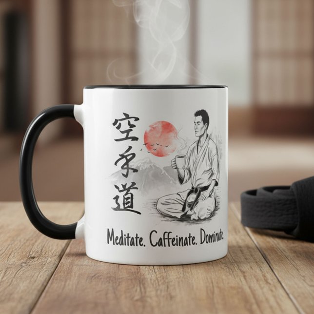 Karate - Meditera. Kaffeinera. Dominera. Mugg (Skapare uppladdad)