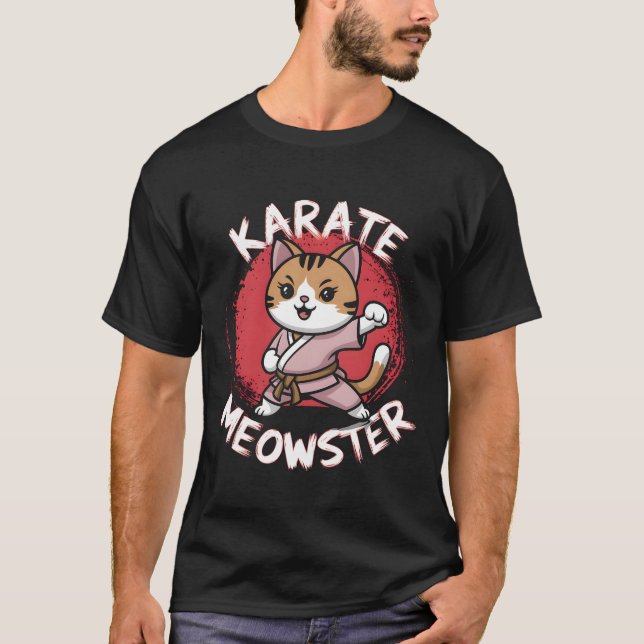 Karate Meowster Teacher Cat T Shirt (Framsida)