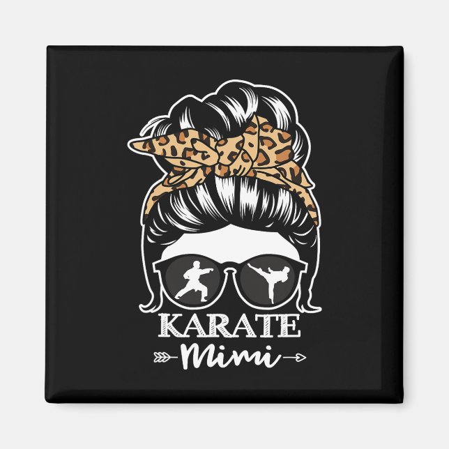 Karate Mimi Messy Bun Hair Funny Karate Fighter Mi Magnet (Framsidan)