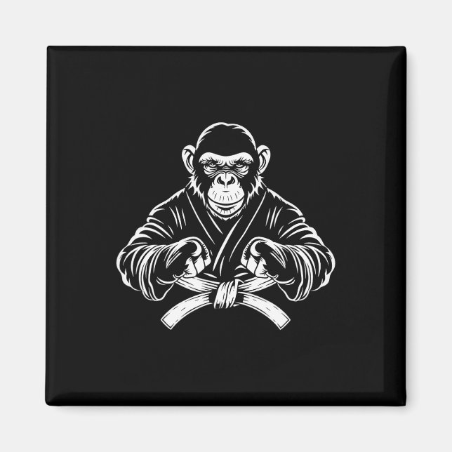 Karate Monkey Drawing Kickboxing Jiu-jitsu Mma Mar Magnet (Framsidan)