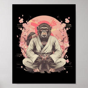 Karate Monkey Jiu-jitsu Mma Kampsport Sakura Ki Poster