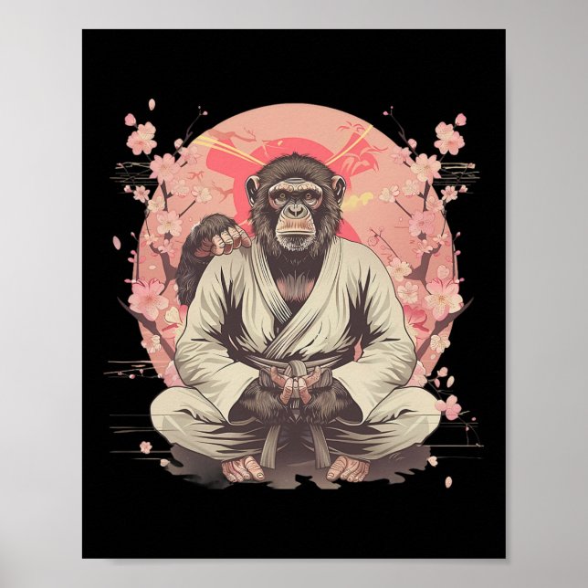Karate Monkey Jiu-jitsu Mma Kampsport Sakura Ki Poster (Framsidan)