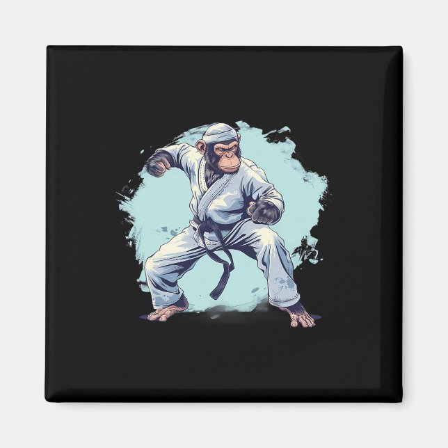 Karate Monkey Kampsport Kickboxning Judo Mma Apa Magnet (Framsidan)