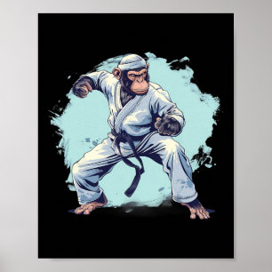 Karate Monkey Kampsport Kickboxning Judo Mma Apa Poster
