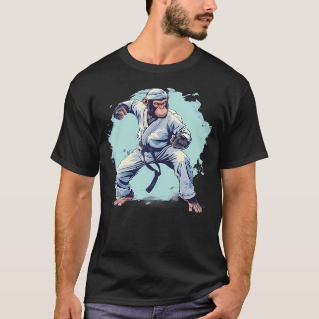 Karate Monkey Kampsport Kickboxning Judo Mma T Shirt (Framsida)
