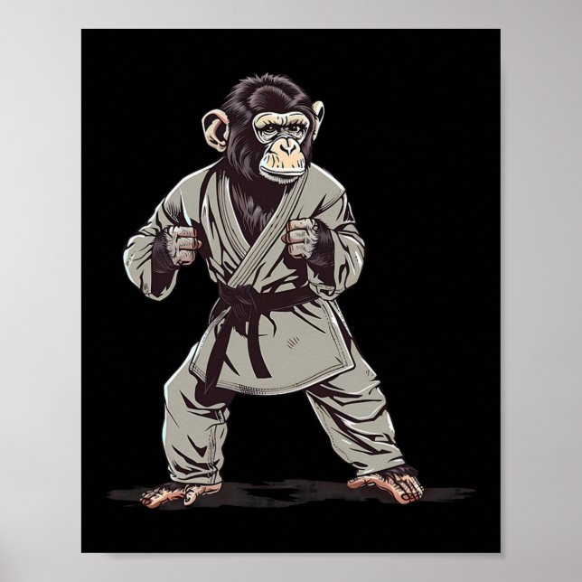 Karate Monkey Kickboxing Judo Jiu-jitsu Mma Martia Poster (Framsidan)