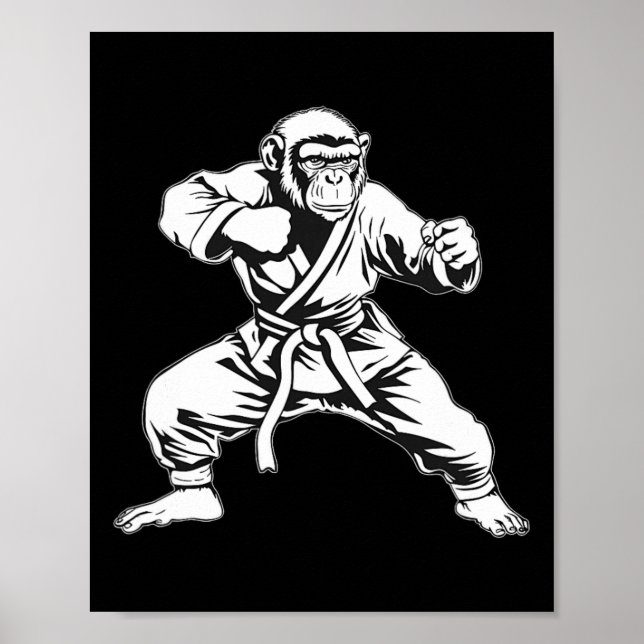 Karate Monkey Taekwondo Kickboxing Mma Judo Monkey Poster (Framsidan)