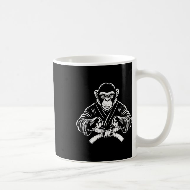 Karate Monkey Teckning Kickboxing Jiu-jitsu Mma Ma Kaffemugg (Höger)