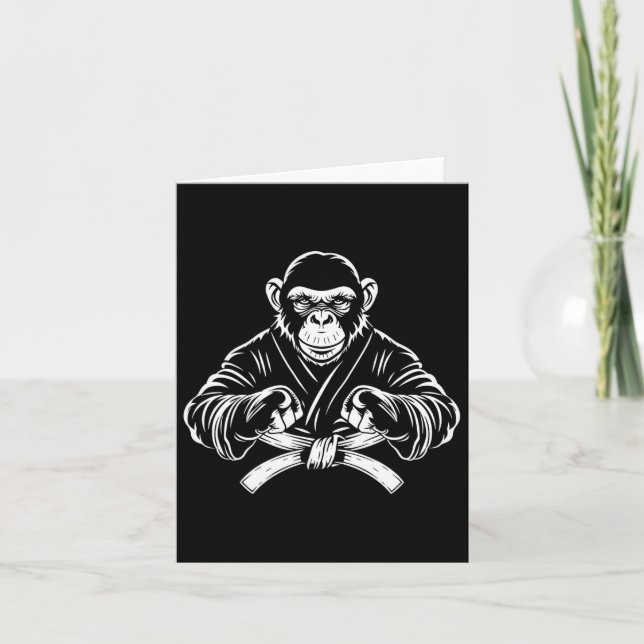 Karate Monkey Teckning Kickboxing Jiu-jitsu Mma Ma Kort (Framsida)