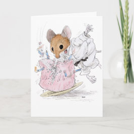 Karate Mouse Birthday Card Kort