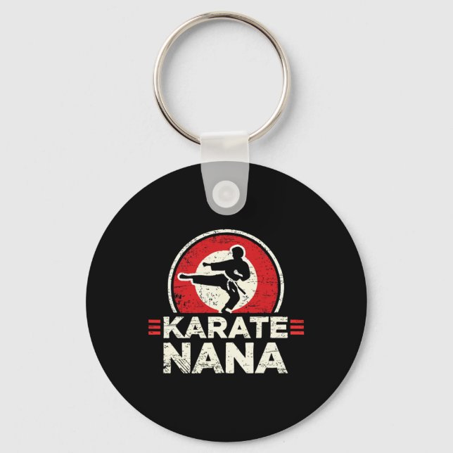 Karate Nana Retro Kick Silhouette Nyckelring (Framsida)