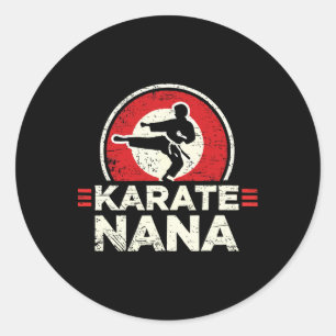 Karate Nana Retro Kick Silhouette Runt Klistermärke