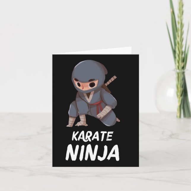 Karate Ninja Boy Funny Martial Arts Sports Kort (Framsida)