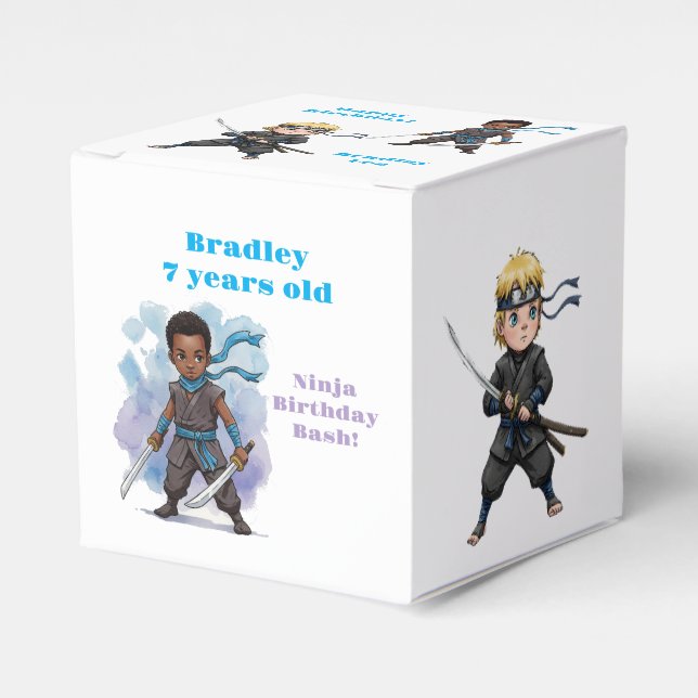 Karate Ninja Boy's Birthday Bash Presentaskar (Framsidan Sidan)