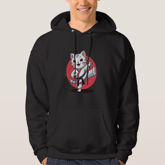 Karate och en katt hoodie (Framsida)