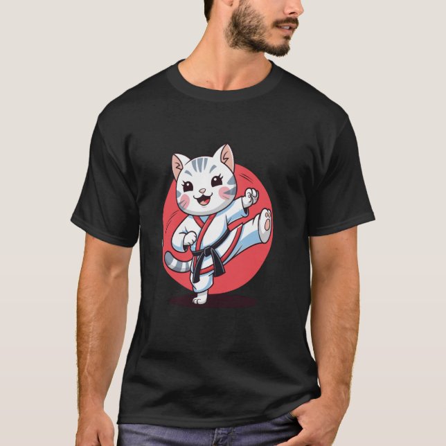 Karate och en katt t shirt (Framsida)