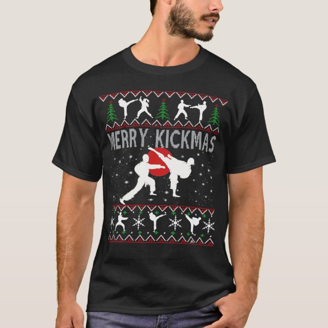 Karate och Merry Kickmas Anpassningsbar Gift T Shirt (Framsida)