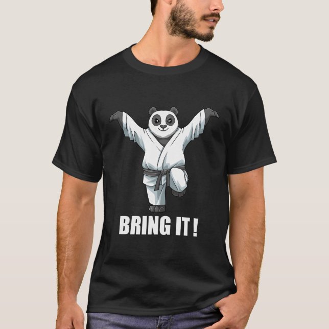 Karate Panda Crane Kick Karate Japansk mial T Shirt (Framsida)