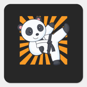 Karate Panda Funny Martial Arts Animal Children Fyrkantigt Klistermärke