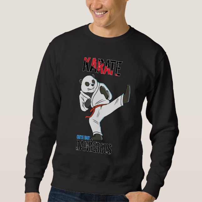 Karate Panda Söt men farlig Karate Panda Lång Ärmad Tröja (Framsida)