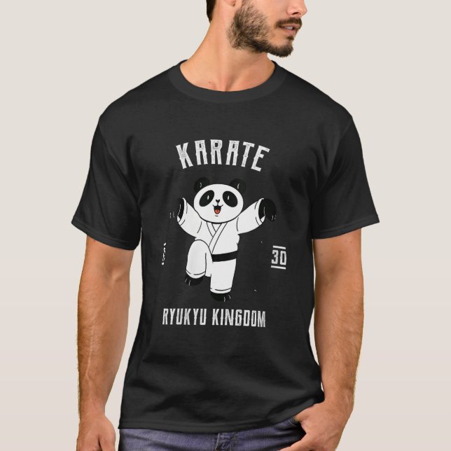 Karate Panda With Belt Karate Japanese Mial T Shirt (Framsida)