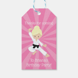 Karate Party favoriserar Rosa Blonde Hair Girl Gif Presentetikett