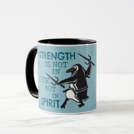 Karate Penguin Holding Sai Blue Motivational Mugg