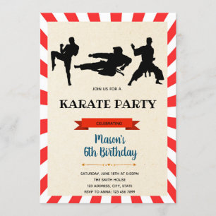 Karate-pojkars födelsedagskort inbjudningar