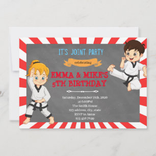 Karate-pojkflicka, joint party inbjudningar