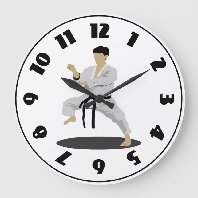 Karate Pose Clock Stor Klocka (Framsida)