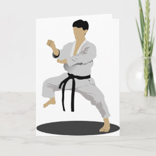 Karate poserar hälsningkort kort