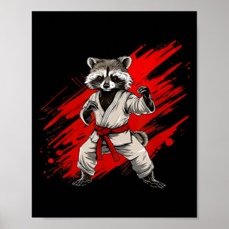 Karate Raccoon Motiv Taekwondo Jiu-Jitsu Mma Poster