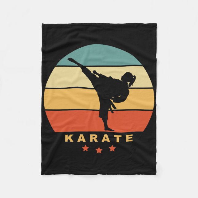 Karate Retro Sunset Design - Kvinnor med hög klock Fleecefilt (Framsidan)