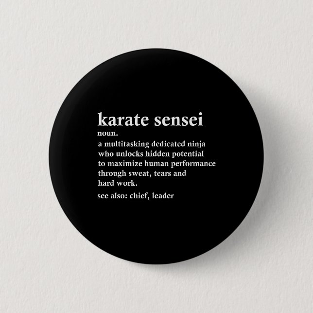 Karate Sensei Definition Funny Martial Arts Instru Knapp (Framsida)