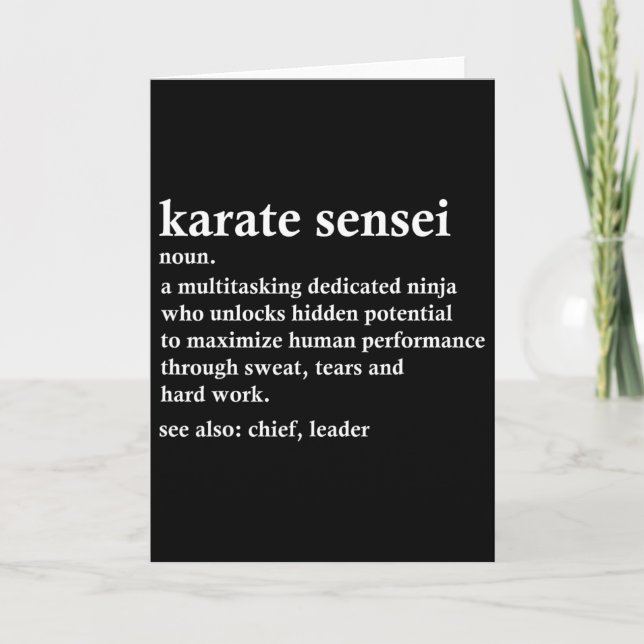 Karate Sensei Definition Funny Martial Arts Instru Kort (Framsida)