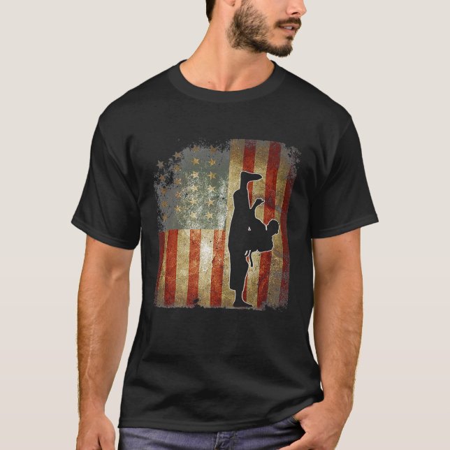 Karate Shirt - Funny Taekwondo Flagga Tshirt Premi T (Framsida)