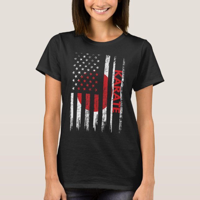Karate Shirt Martial Arts Gift Japansk Flagga T (Framsida)