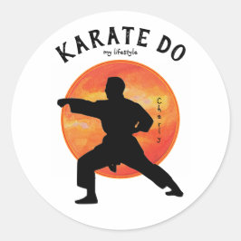 Karate Silhouette Japan Martial Arts Stigning Sol Runt Klistermärke