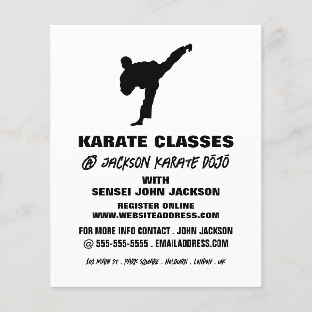 Karate Silhouette, Karate Class Advertising Flygblad (Framsidan)