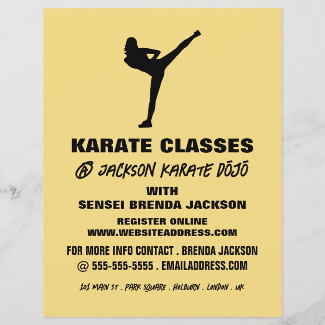 Karate Silhouette, Karate Class Advertising Reklamblad (Framsidan)