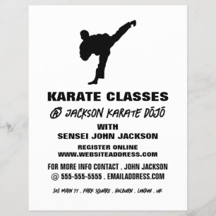 Karate Silhouette, Karate Class Advertising Reklamblad
