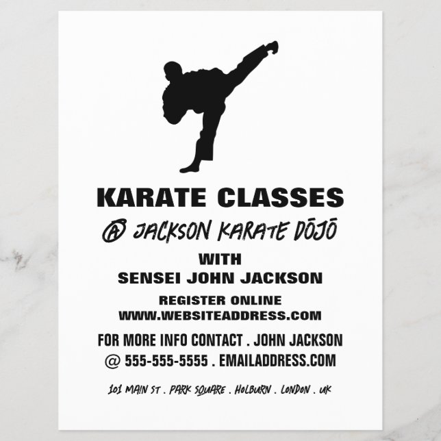 Karate Silhouette, Karate Class Advertising Reklamblad (Framsidan)
