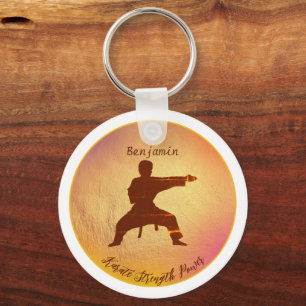 Karate Silhouette Modern Martial Arts Personlig Nyckelring