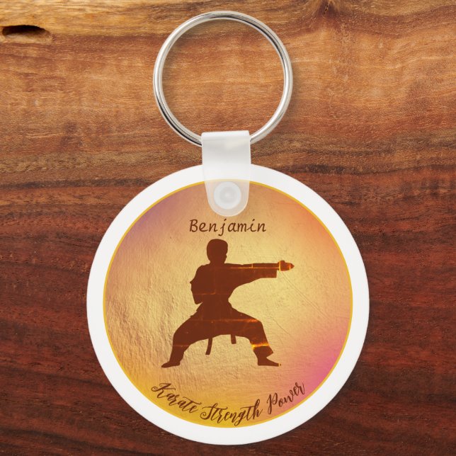 Karate Silhouette Modern Martial Arts Personlig Nyckelring (Framsida)